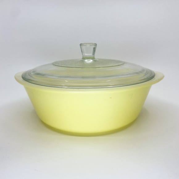 💛 Vintage Glasbake J514 Yellow 2 Qt Casserole Dish w/ Lid Buttery Pastel MCM 💛 - Picture 6 of 15